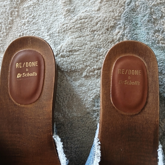 Re/done X Dr. Scholl's Buckled Clog Denim Sandals - Picture 5 of 7